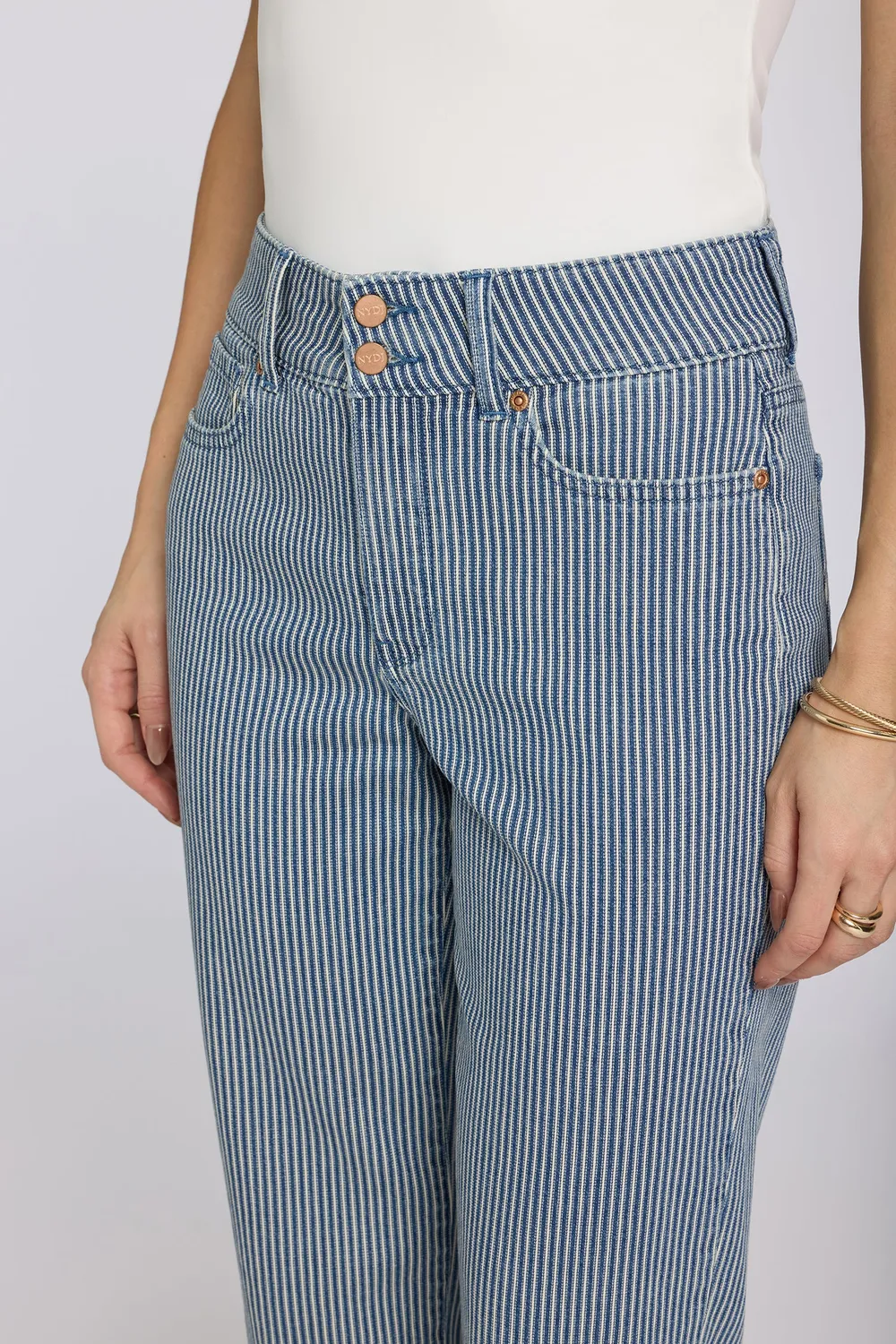 NYDJ Bailey Relaxed Straight Crop Jeans Petite Malaga Stripe High Rise