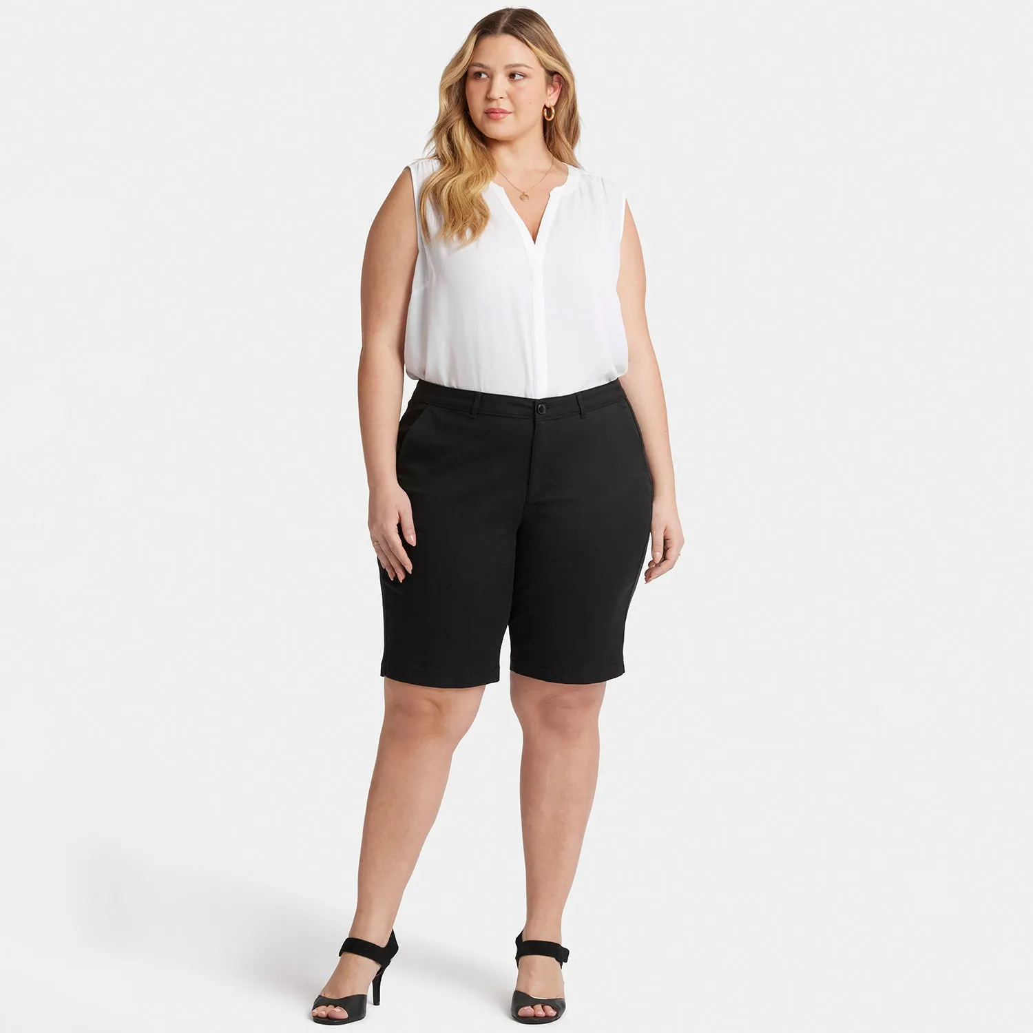 NYDJ Bermuda Shorts Plus Size Twill Shorts Schwarz