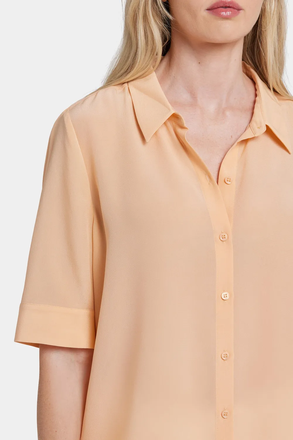 NYDJ Riley Seidenbluse Apricot Nectar Halbarm