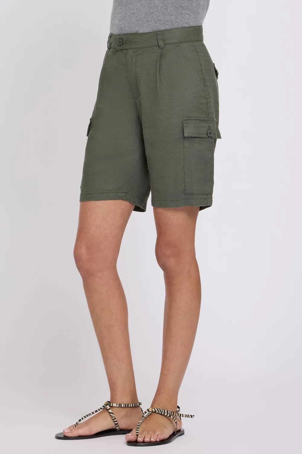 NYDJ Cargo Bermuda Shorts Desert Green High Rise