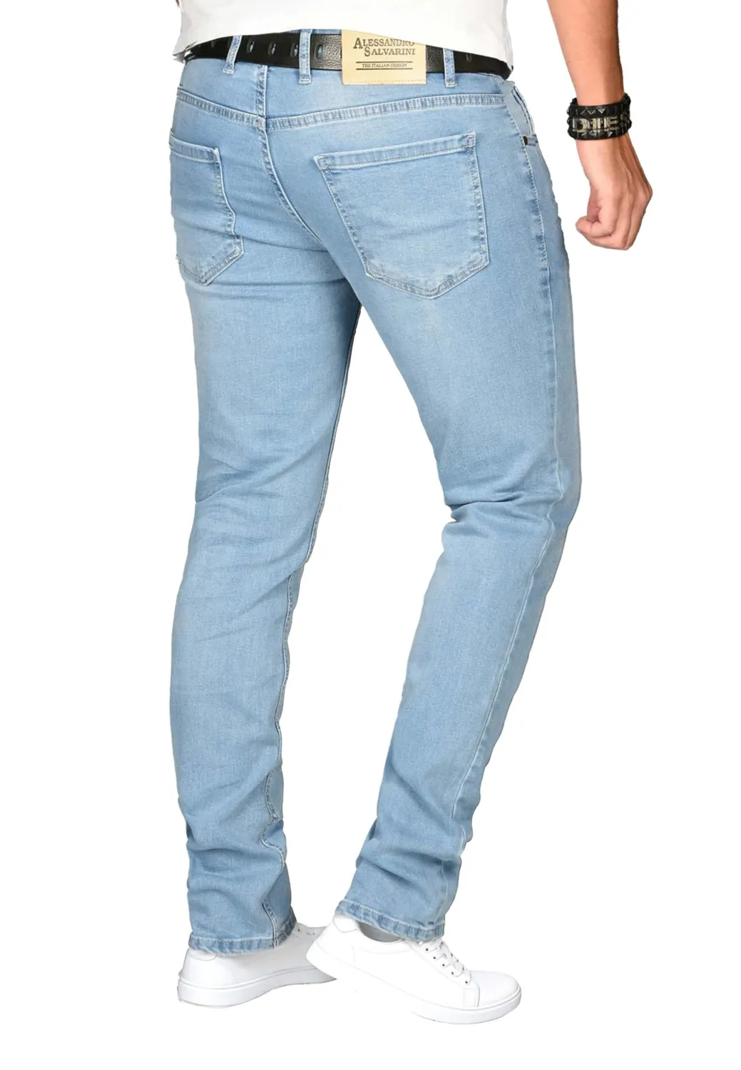 Alessandro Salvarini Slim Fit Stretch-Jeans Blau Washed