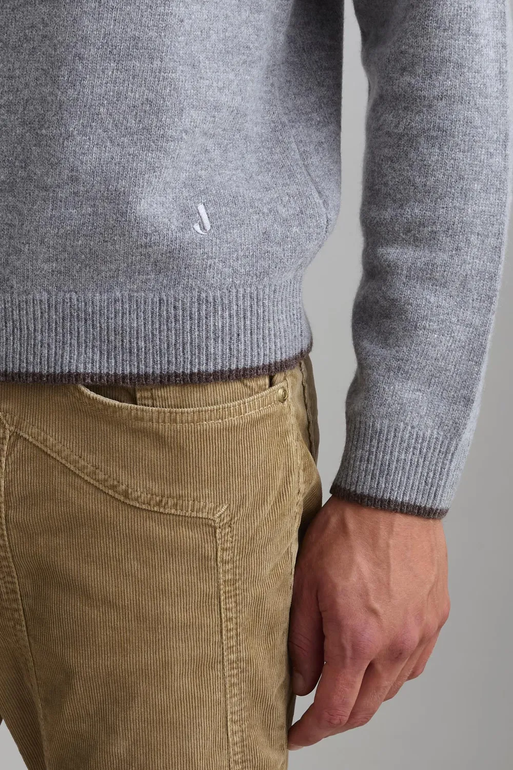 Jeckerson Girocollo Raglan Pullover Herren silbergrau Wolle