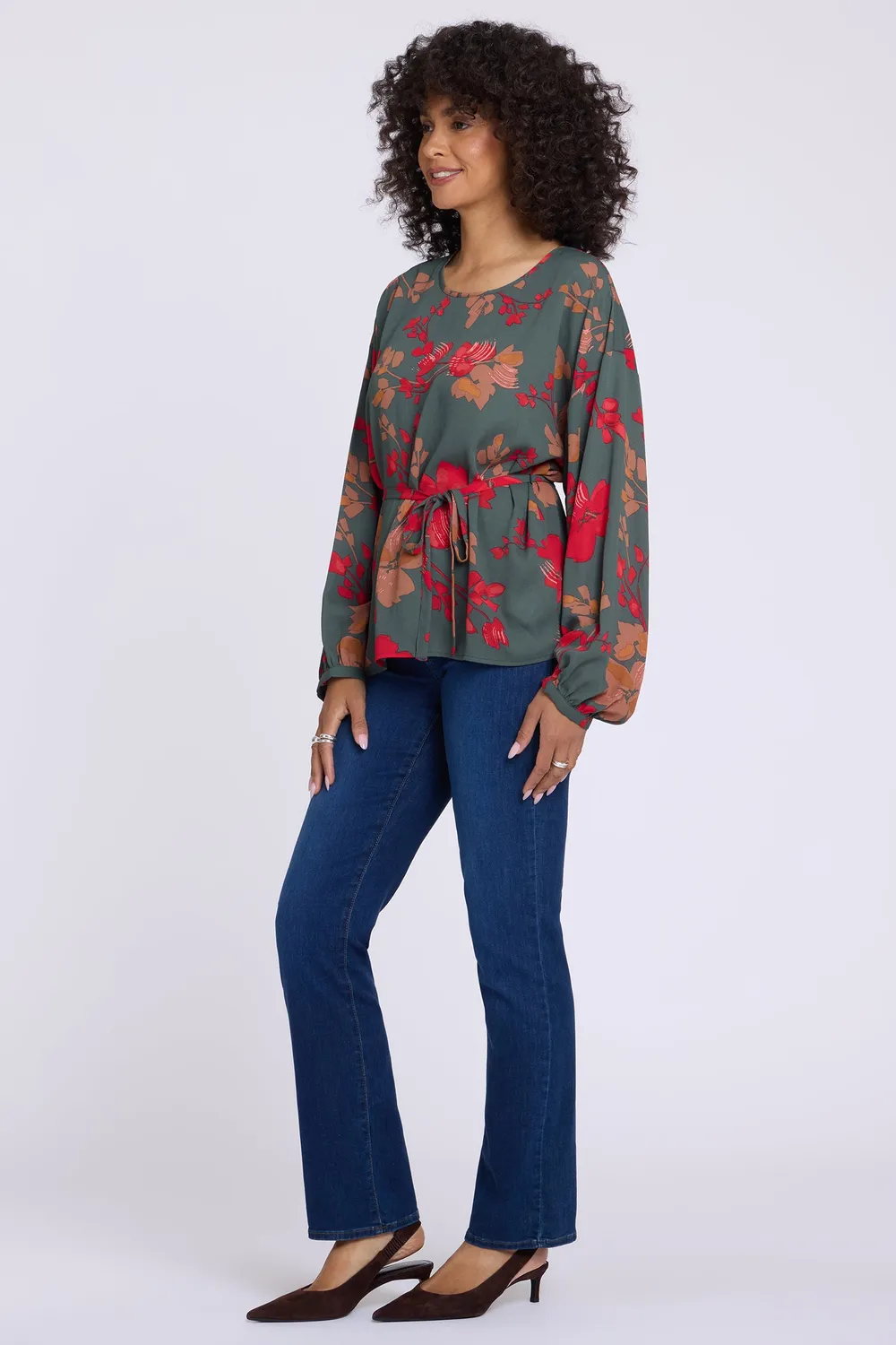 NYDJ Chelsea Floral Blooms Passion Bluse gemustert