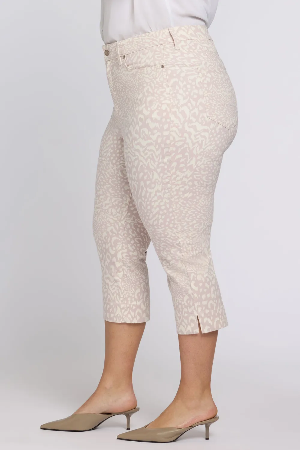 NYDJ Marilyn Straight Crop Jeans Plus Size Snow Leopard rosa