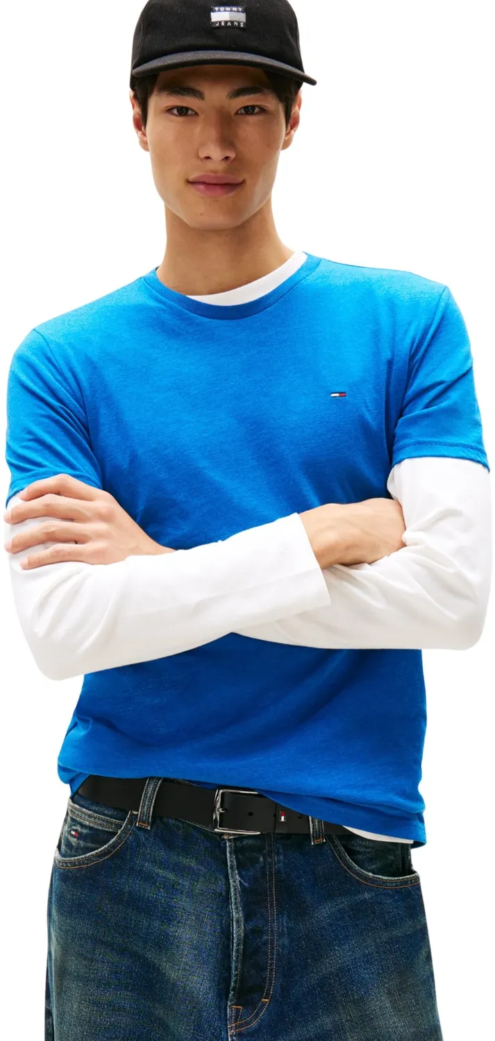 Tommy Jeans Tee T-Shirt Herren Rundhals Baumwolle Blau