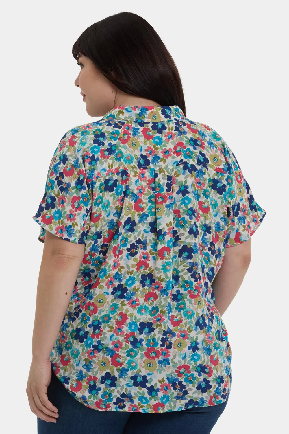 NYDJ Becky Kurzarm Bluse Cala Gracio Plus Size Georgette