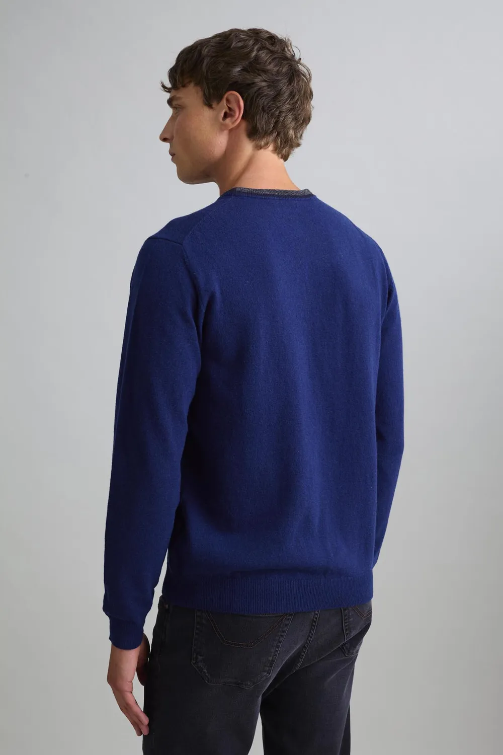 Jeckerson Girocollo Cardato Pullover meeresblau Wolle