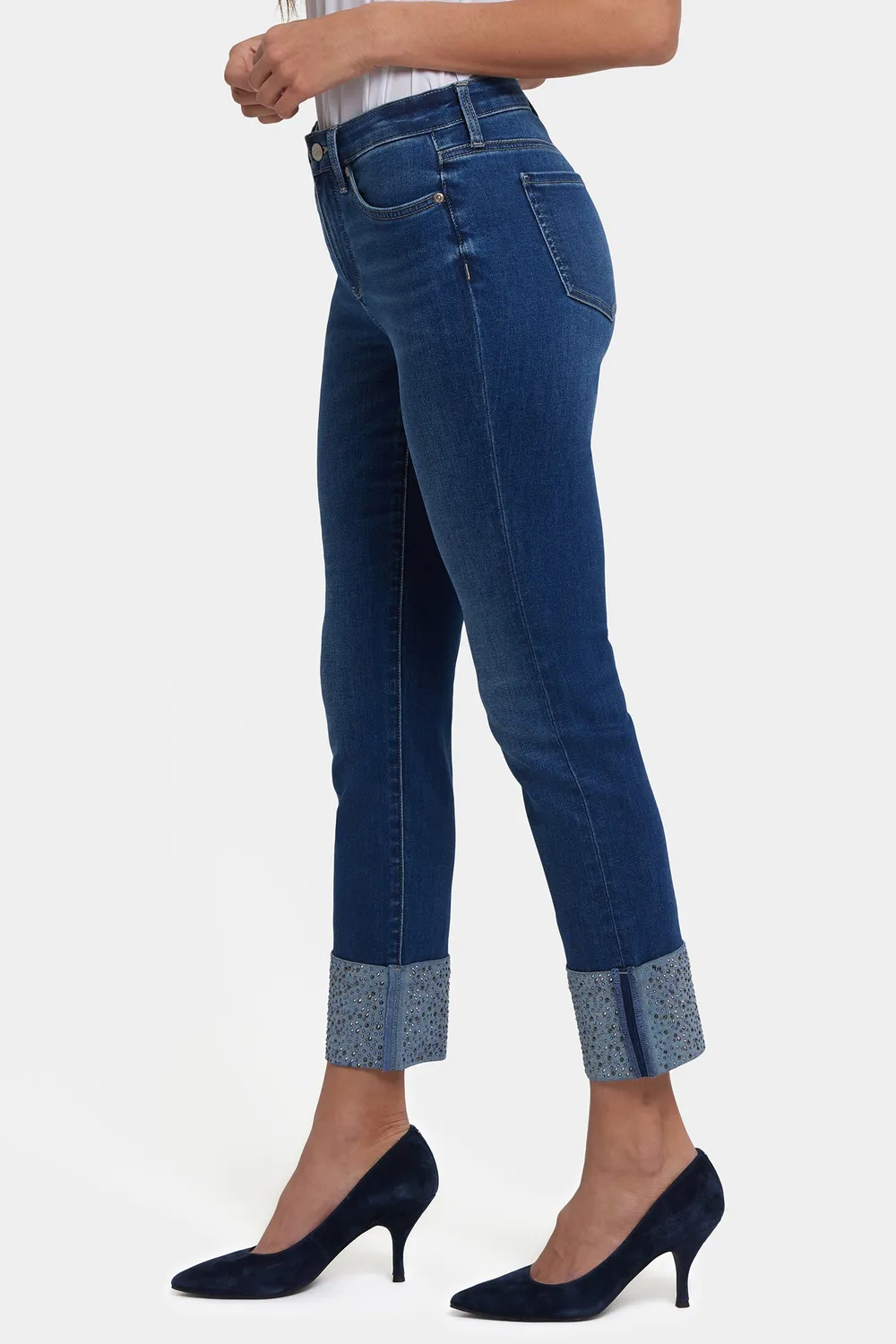 NYDJ Sheri Slim Ankle Jeans Petite Vintage Lapis Strass