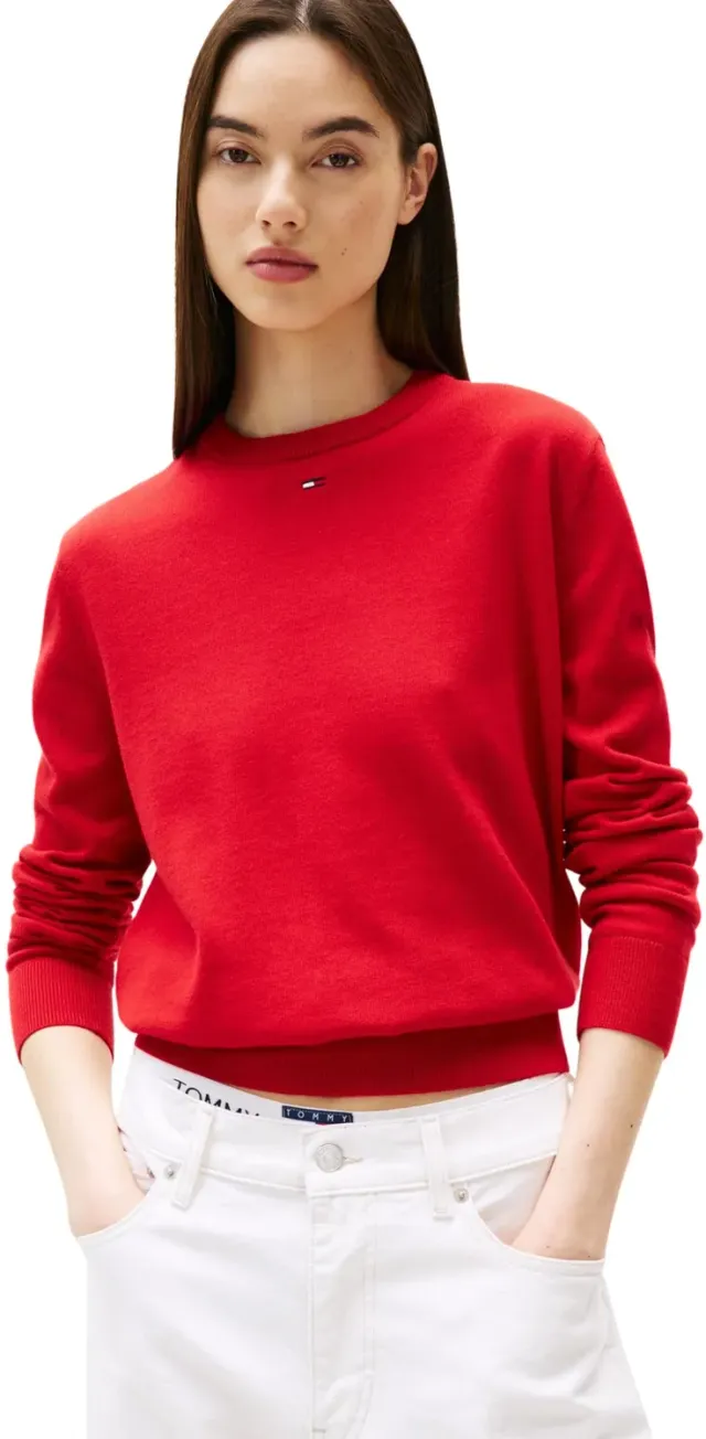 Tommy Jeans Damen Pullover Sweater Langarm Rundhals Baumwollmix