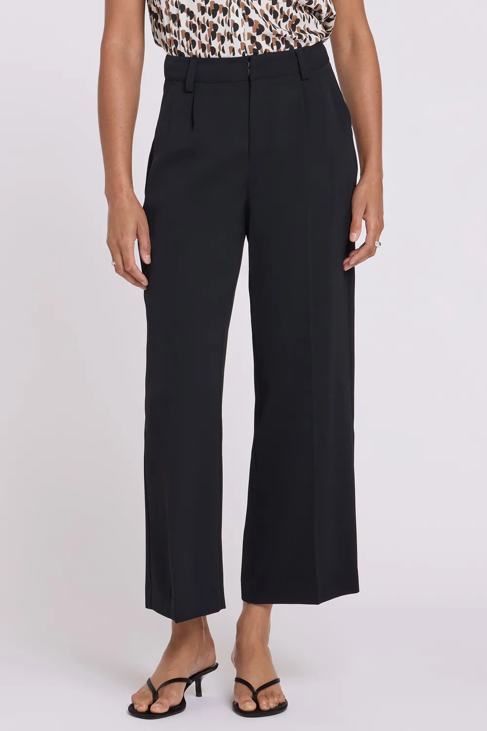 NYDJ Ankle Trouser Stoffhose Schwarz High Rise