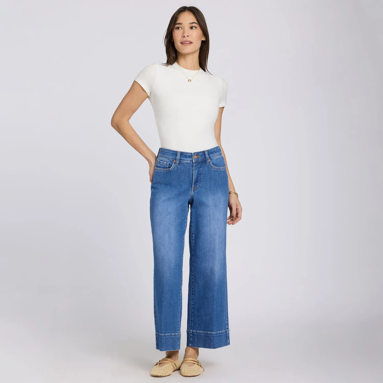 NYDJ Teresa Wide Leg Ankle Jeans Blue Paradise Blau