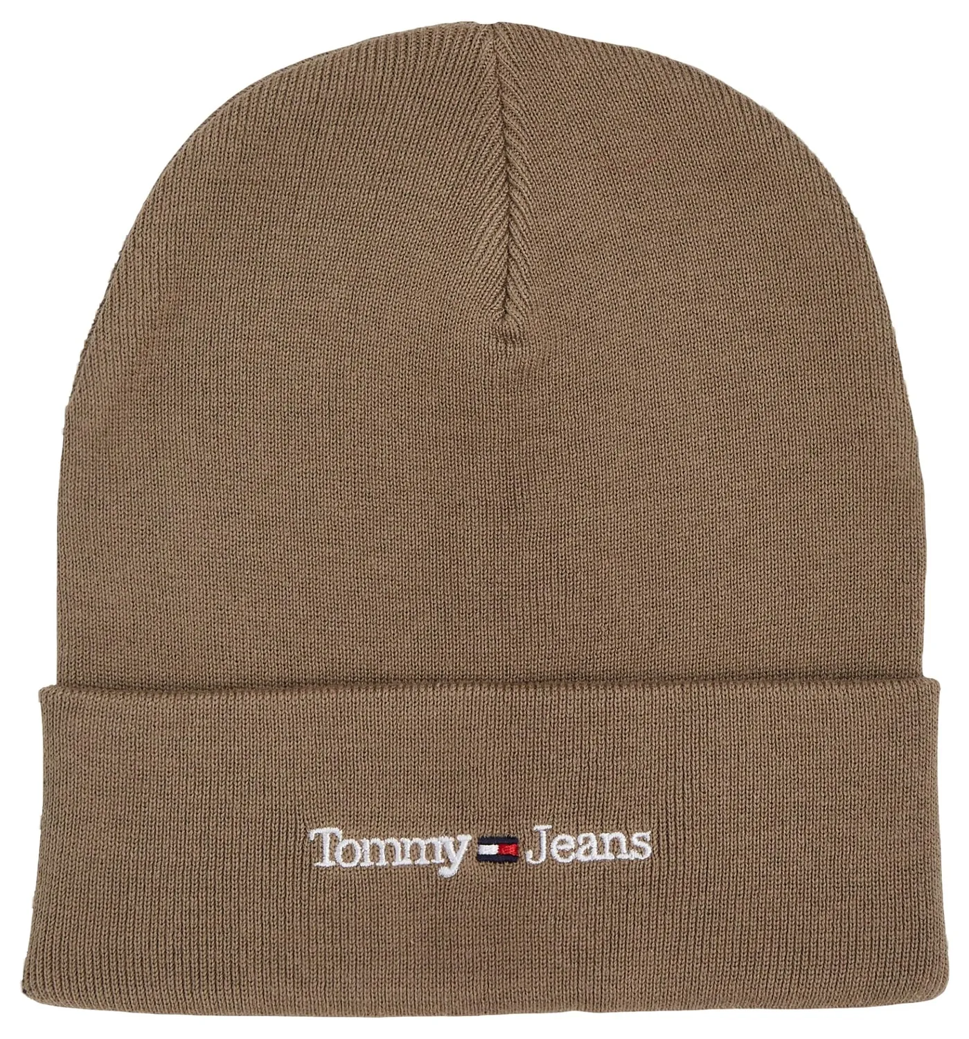 Tommy Jeans Sport Beanie Herren Strickmütze Grau Rippstrick