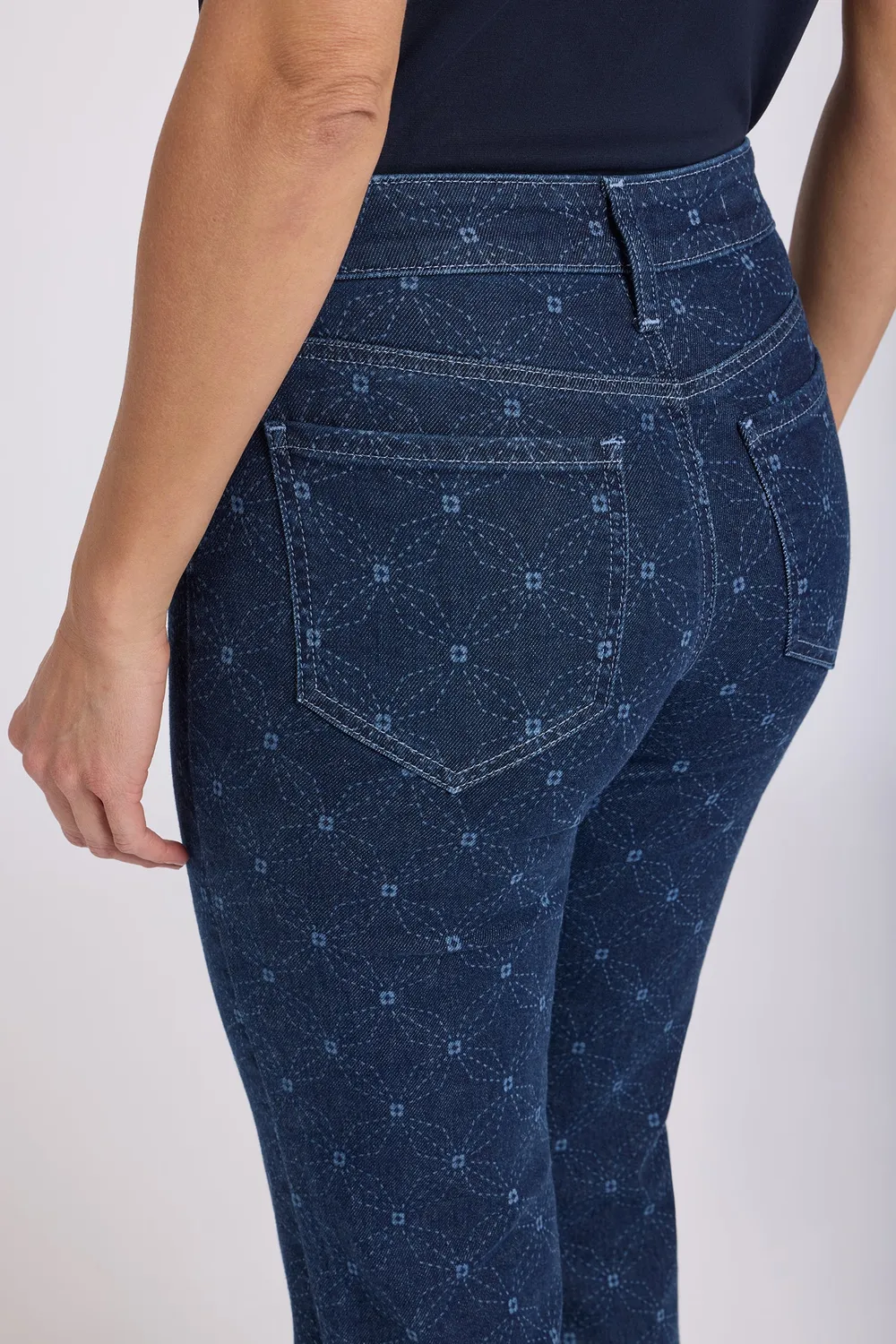 NYDJ Marilyn Straight Ankle Jeans Geo Flower Print