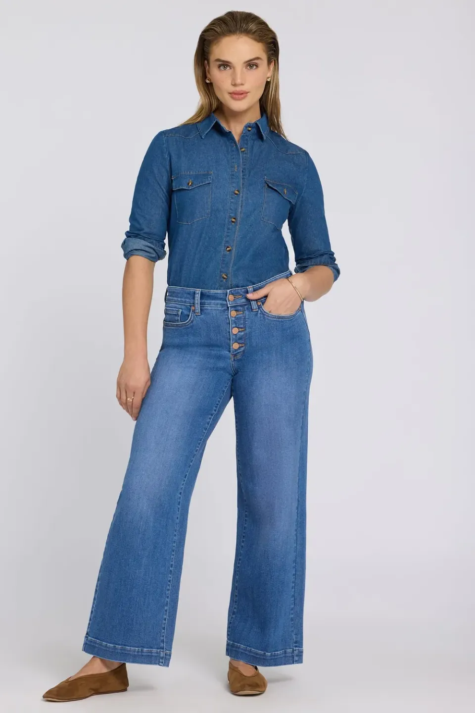 NYDJ Teresa Wide Leg Jeans Blue Paradise Mid-Rise