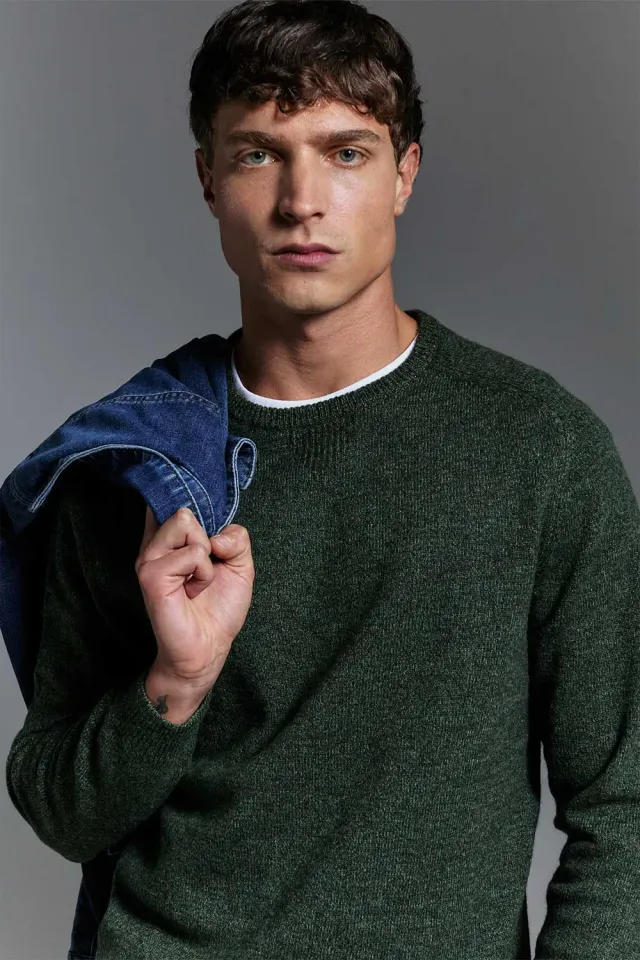 Jeckerson Girocollo Raglan Pullover Wolle militärgrün