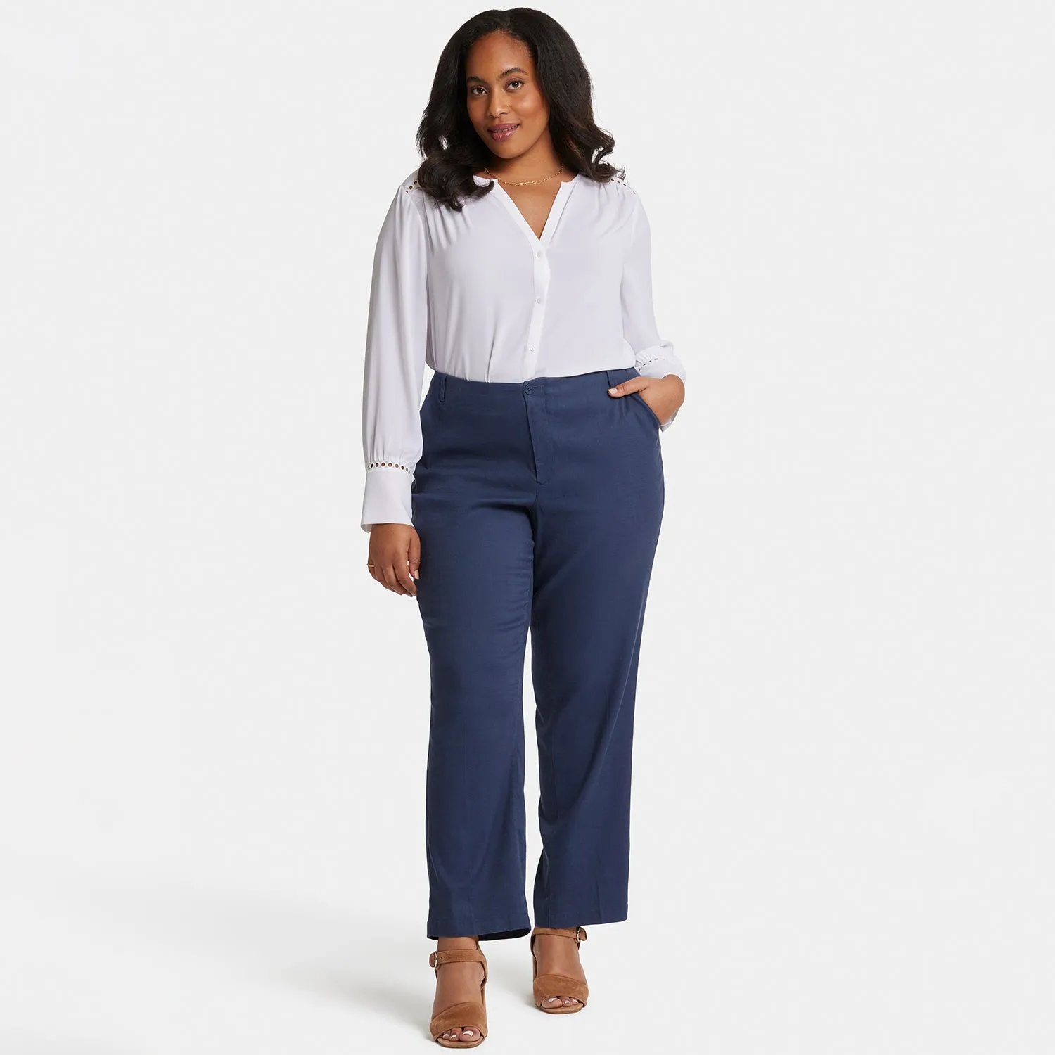 NYDJ Marilyn Straight Hose Plus Oxford Navy