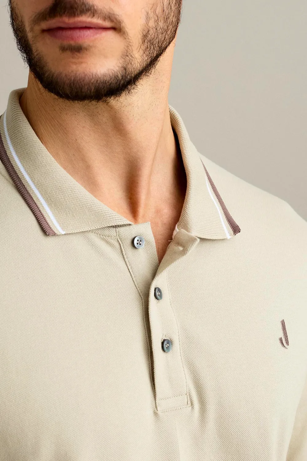 Jeckerson Polo Kurzarm Poloshirt hellbeige Piqué