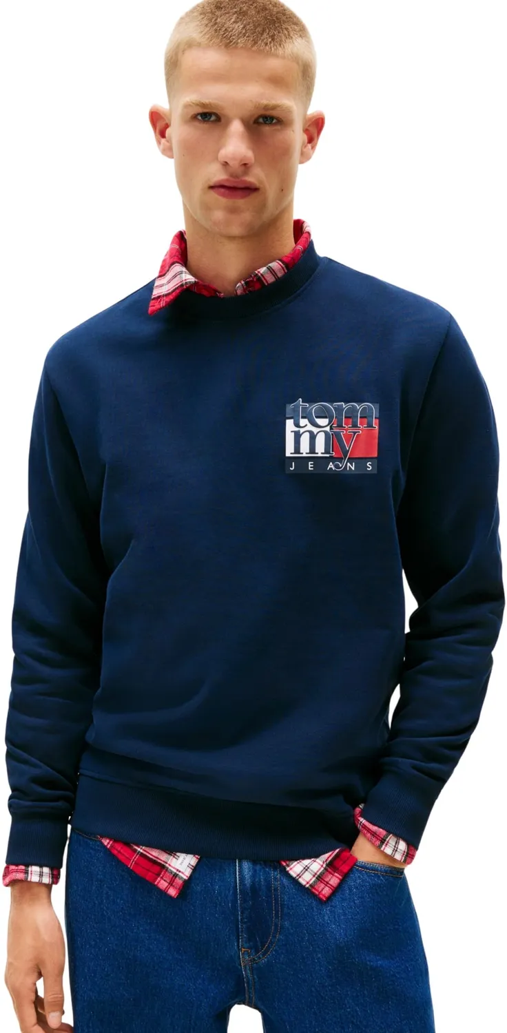 Tommy Jeans TJM RWB Flag Crew Herren Sweatshirt Baumwollmix