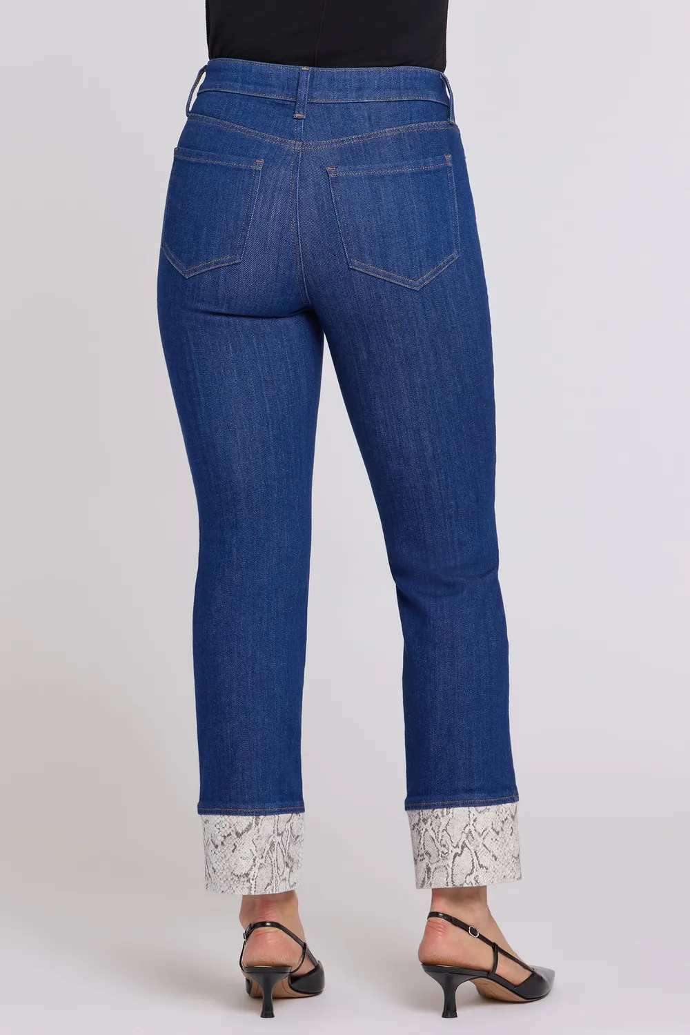 NYDJ Marilyn Straight Petite Jeans Blue Rinse Indigo Pythonsaum