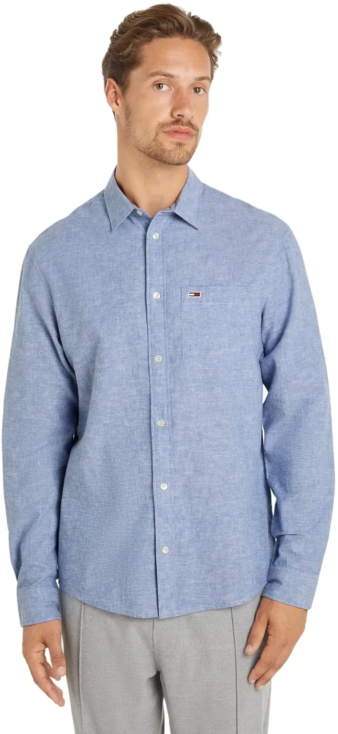 Tommy Jeans Linen Blend Herren Hemd Blau Charmed Gr. S Leinen