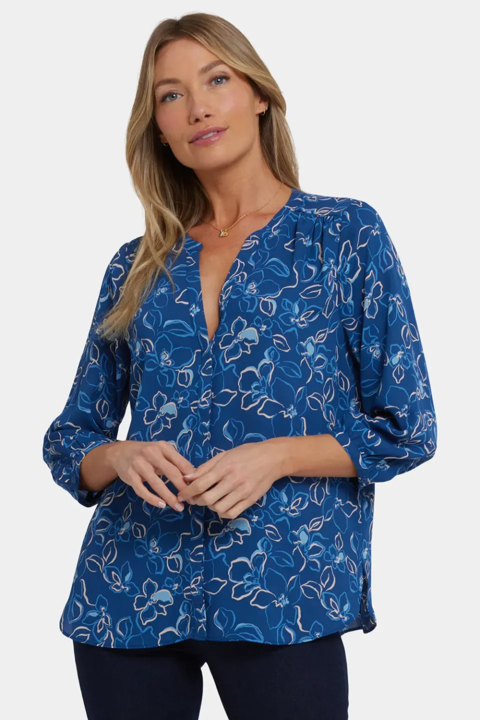 NYDJ Pintuck Bluse Fleur dYvette floral 3/4-Arm