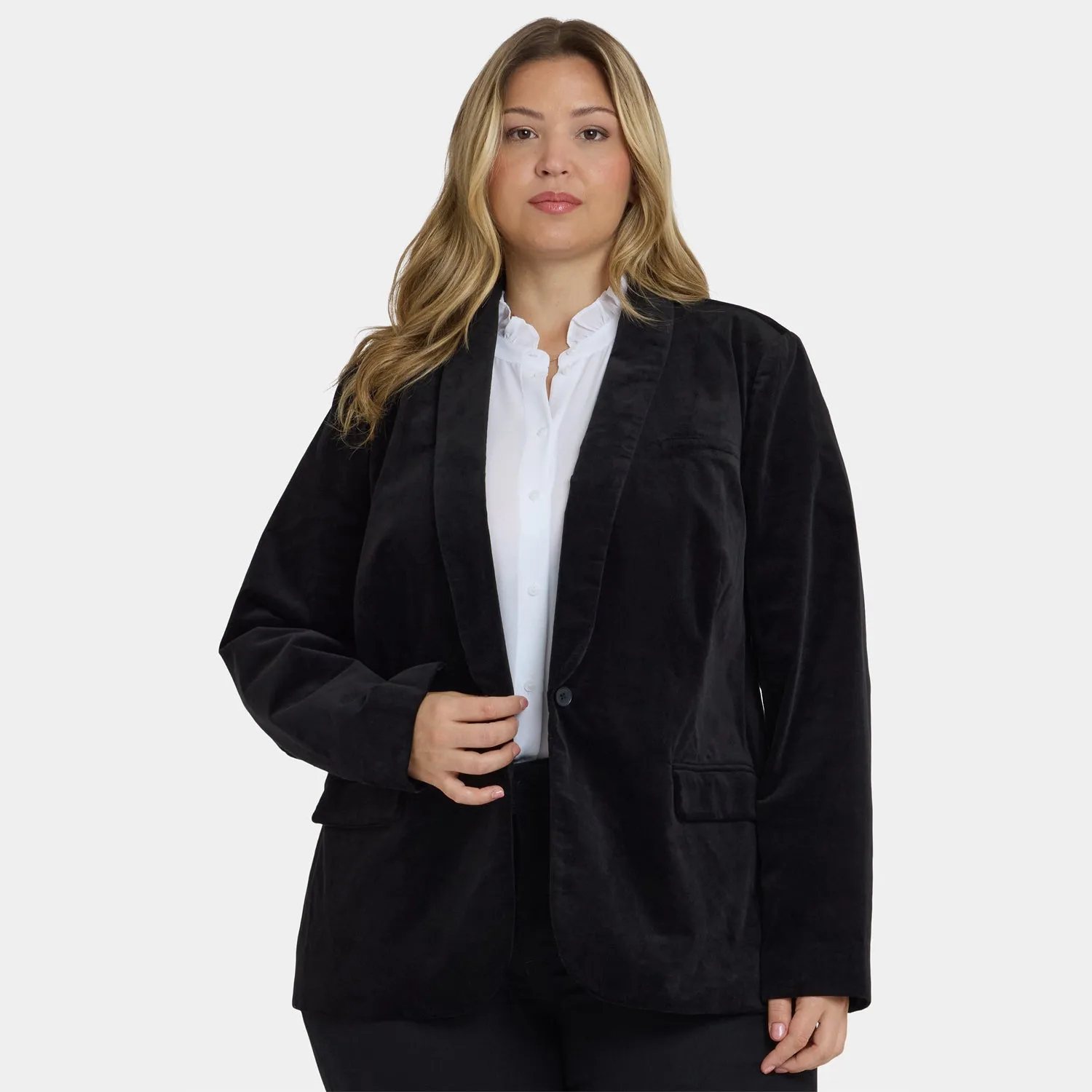 NYDJ Tuxedo Blazer Plus Size Schwarz Velvetsamt