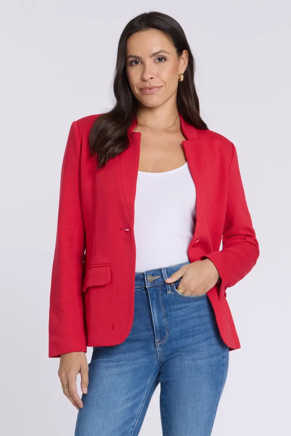 Gibsonlook Notch Collar Strickblazer Rot Lipstick