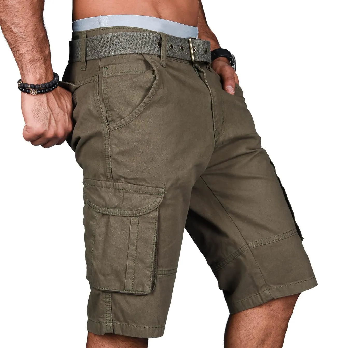 Alessandro Salvarini Cargo Shorts AS-037 Beige mit Gürtel