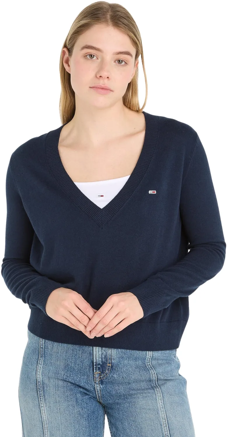 Tommy Jeans Essential V-Ausschnitt Pullover Baumwolle