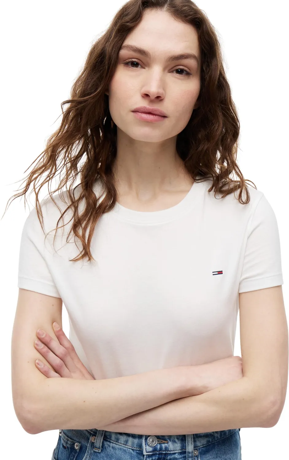 Tommy Jeans Essential Rib T-Shirt Slim Fit Ecru