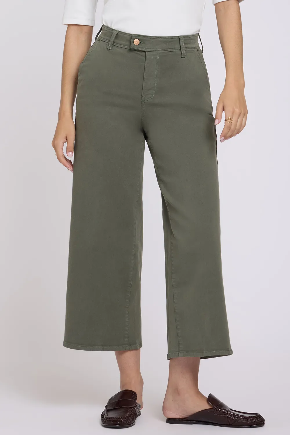 NYDJ Mona Wide Leg Jeans Desert Green High-Rise