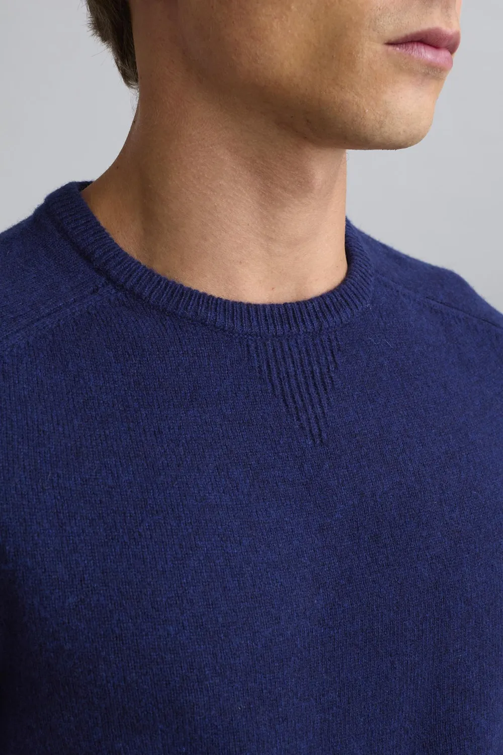 Jeckerson Raglan Pullover blau Wollmix meliert