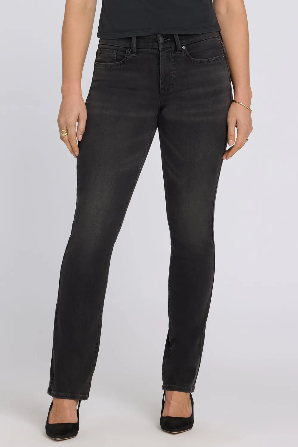 NYDJ Waist-Match Marilyn Straight Jeans Arch Rock Schwarz