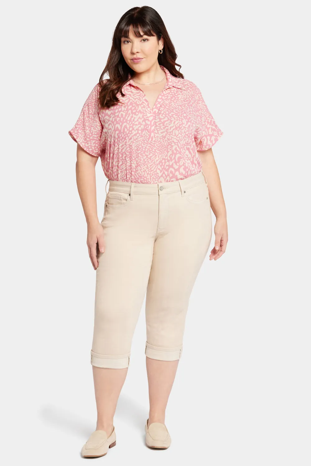 NYDJ Marilyn Straight Crop Jeans Plus Feather Beige