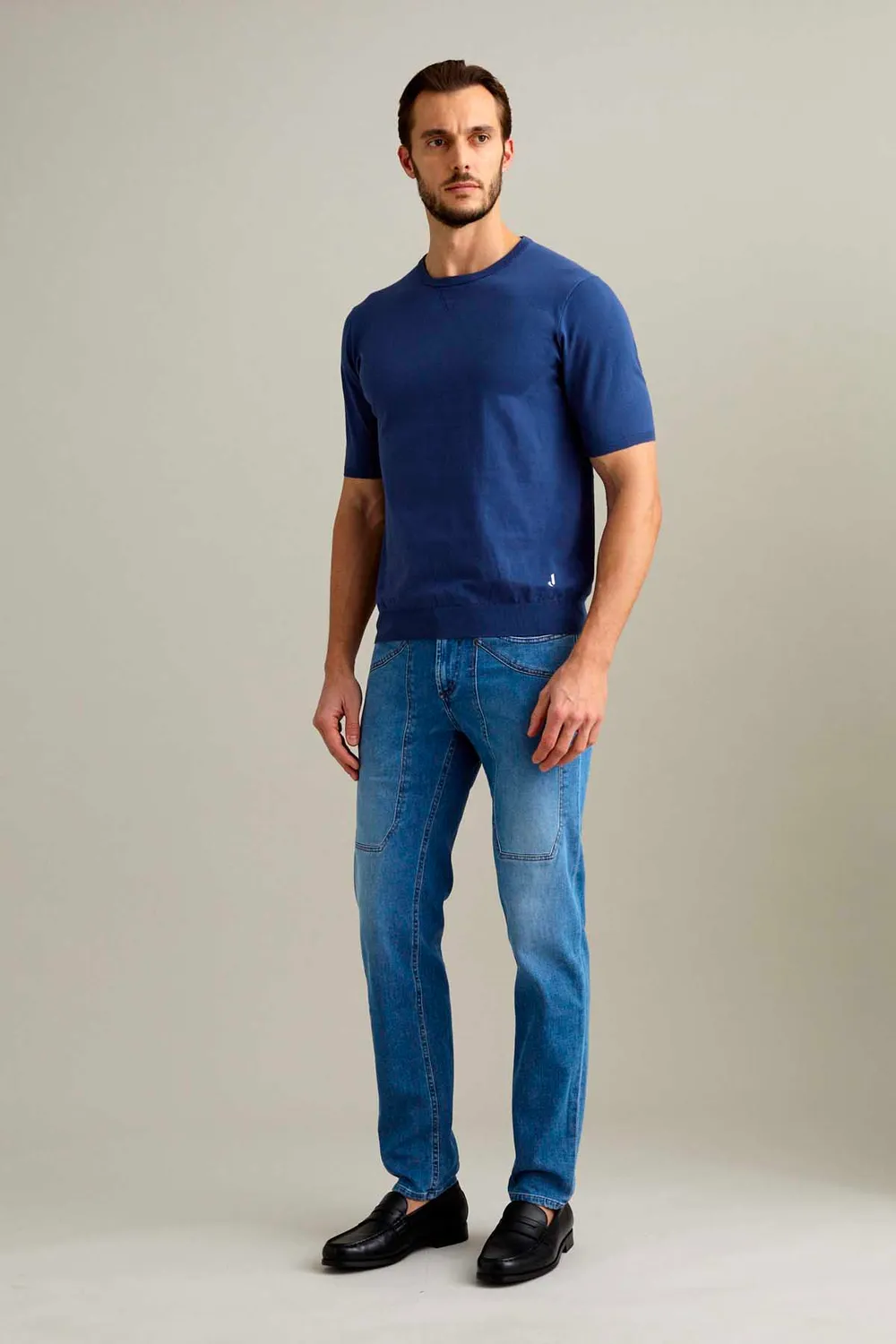 Jeckerson T-Shirt hellblau Baumwolle Kurzarm fein