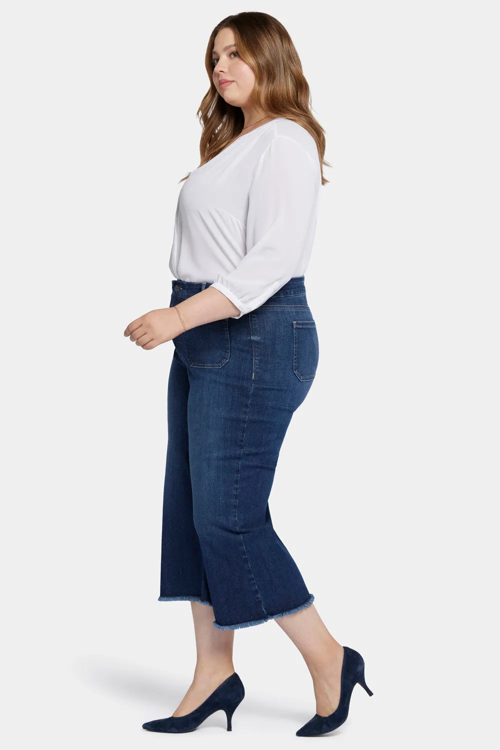 NYDJ Patchie Wide Leg Capri Jeans Plus Fanciful