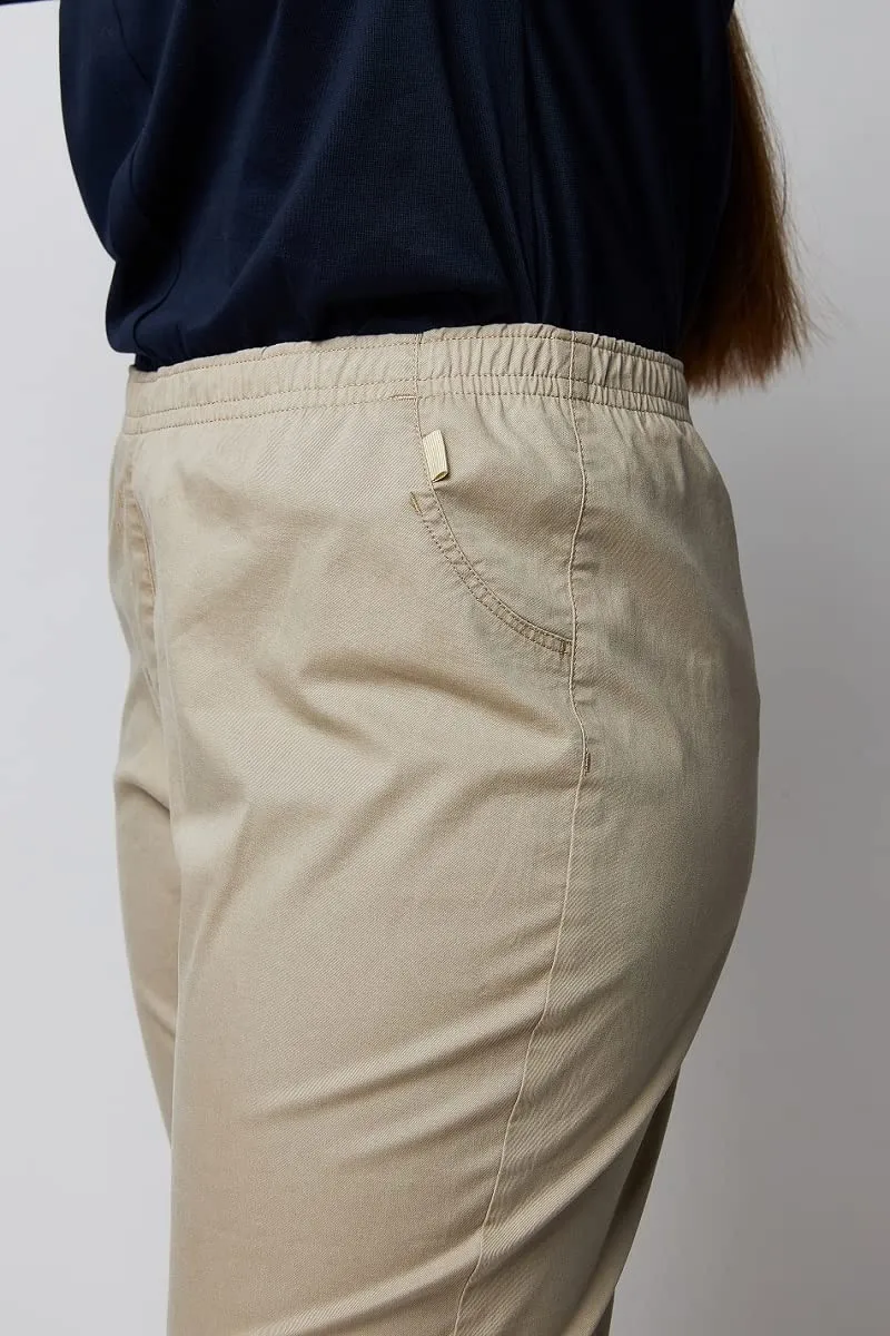 Wille Schlupfjeans Beige mit Gummizug leichte Damenjeans