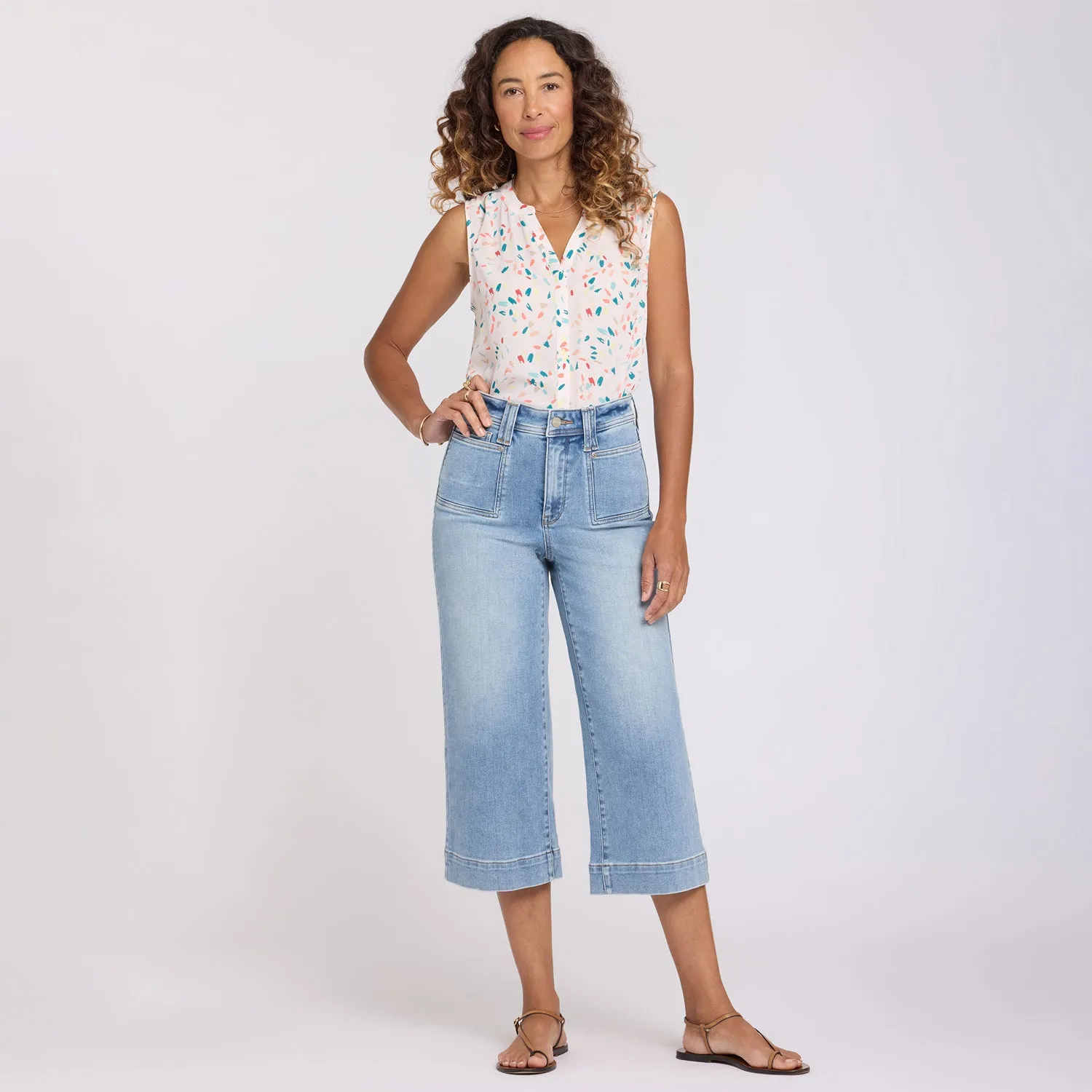 NYDJ Brigitte Wide Leg Capri Jeans Mist Springs