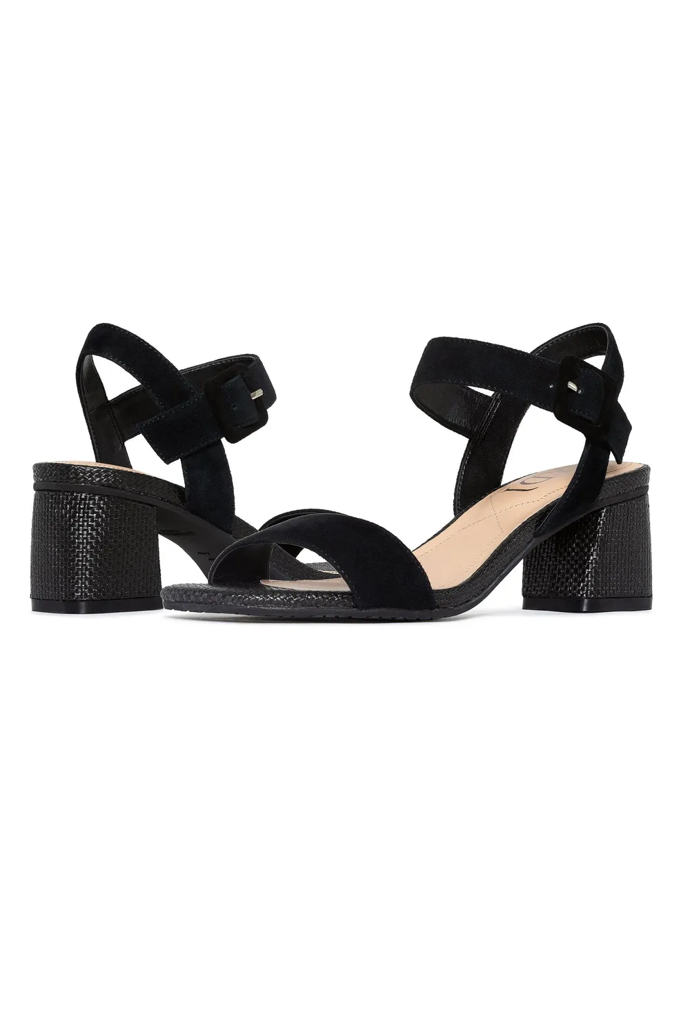 NYDJ Gaiana Sandalen Schwarz Blockabsatz Wildleder