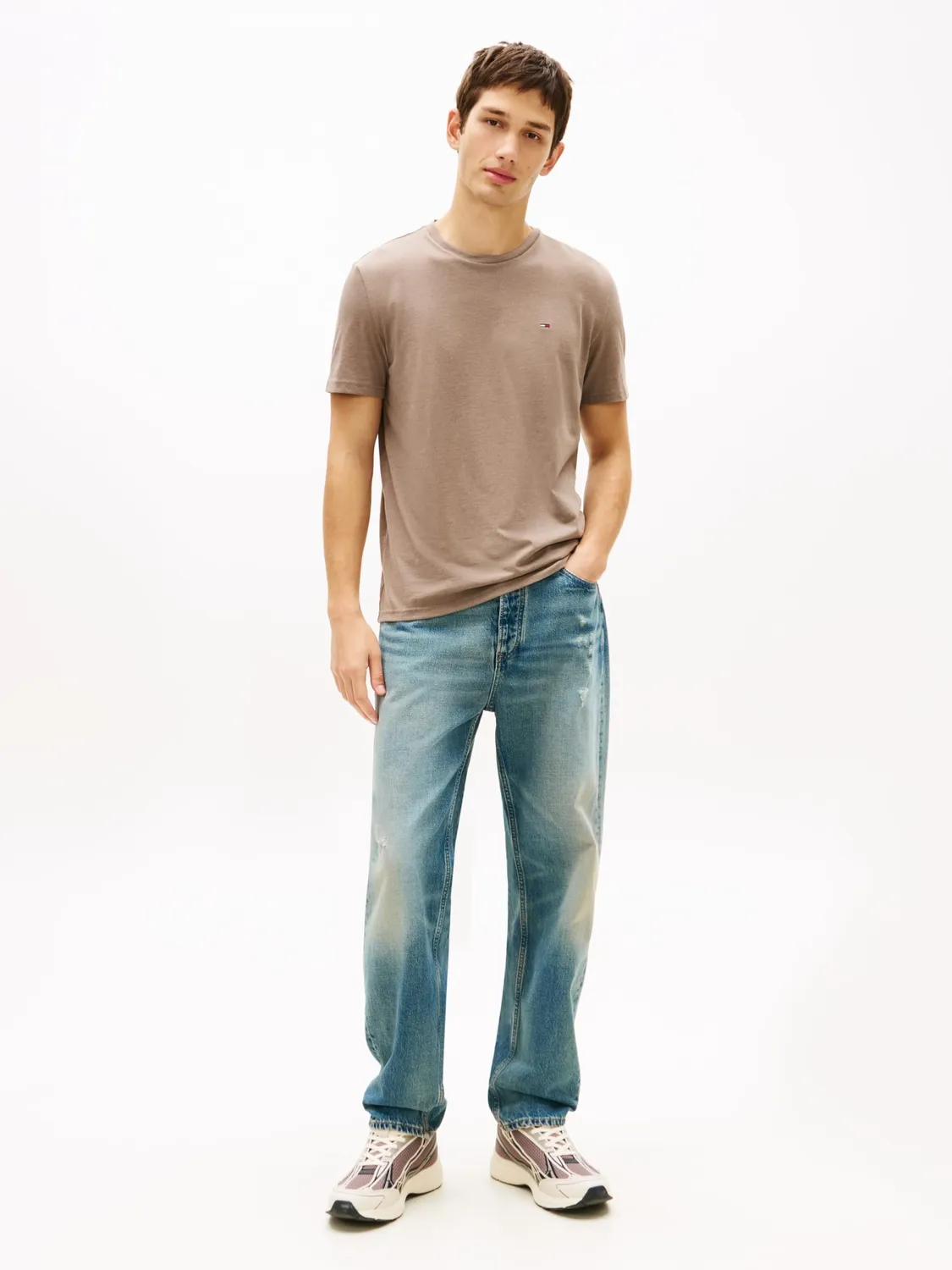 Tommy Jeans Tee T-Shirt Herren Rundhals Baumwolle Blau