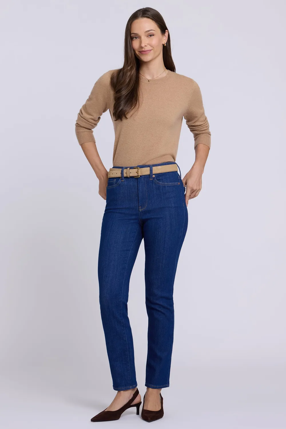 NYDJ Sheri Slim Straight Jeans Blue Rinse High Rise