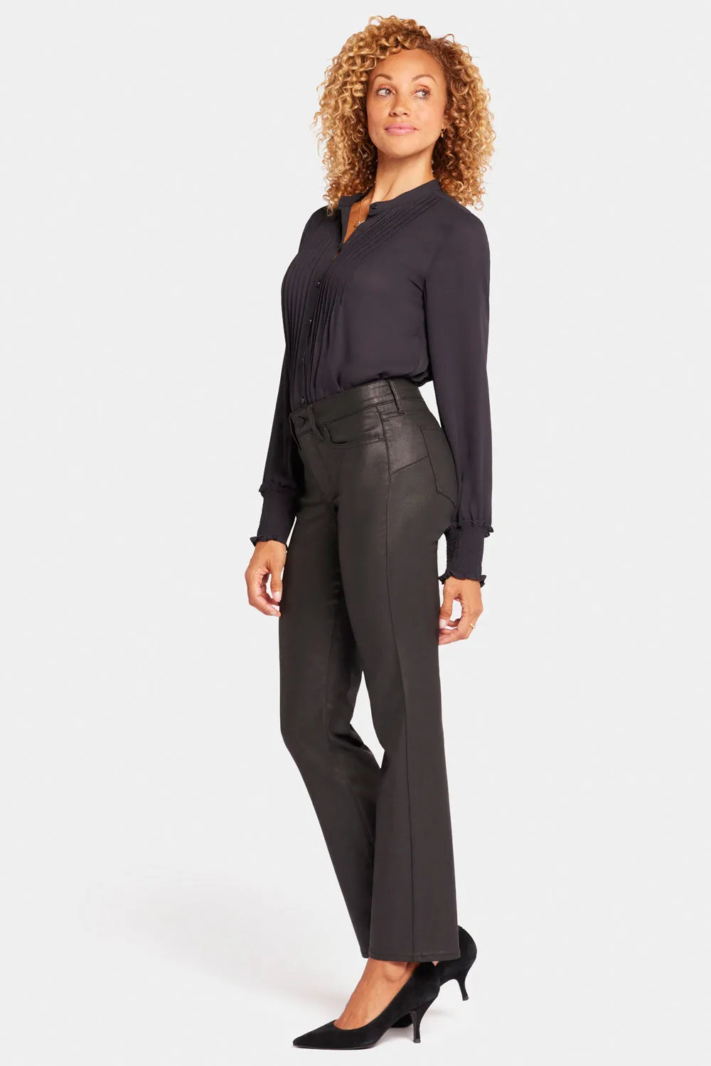 NYDJ Uplift Marilyn Straight Jeans Black Coated Po-Lift