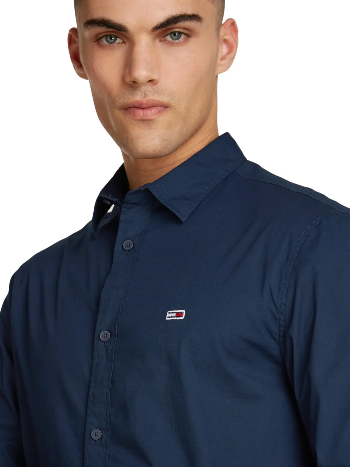 Tommy Jeans Poplin Shirt Herren Hemd XXS Blau Langarm