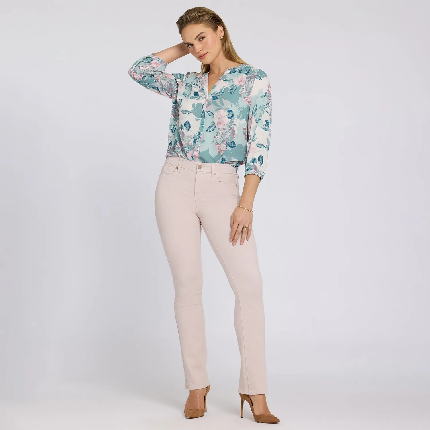 NYDJ Marilyn Straight Jeans Rock Flower Waist-Match