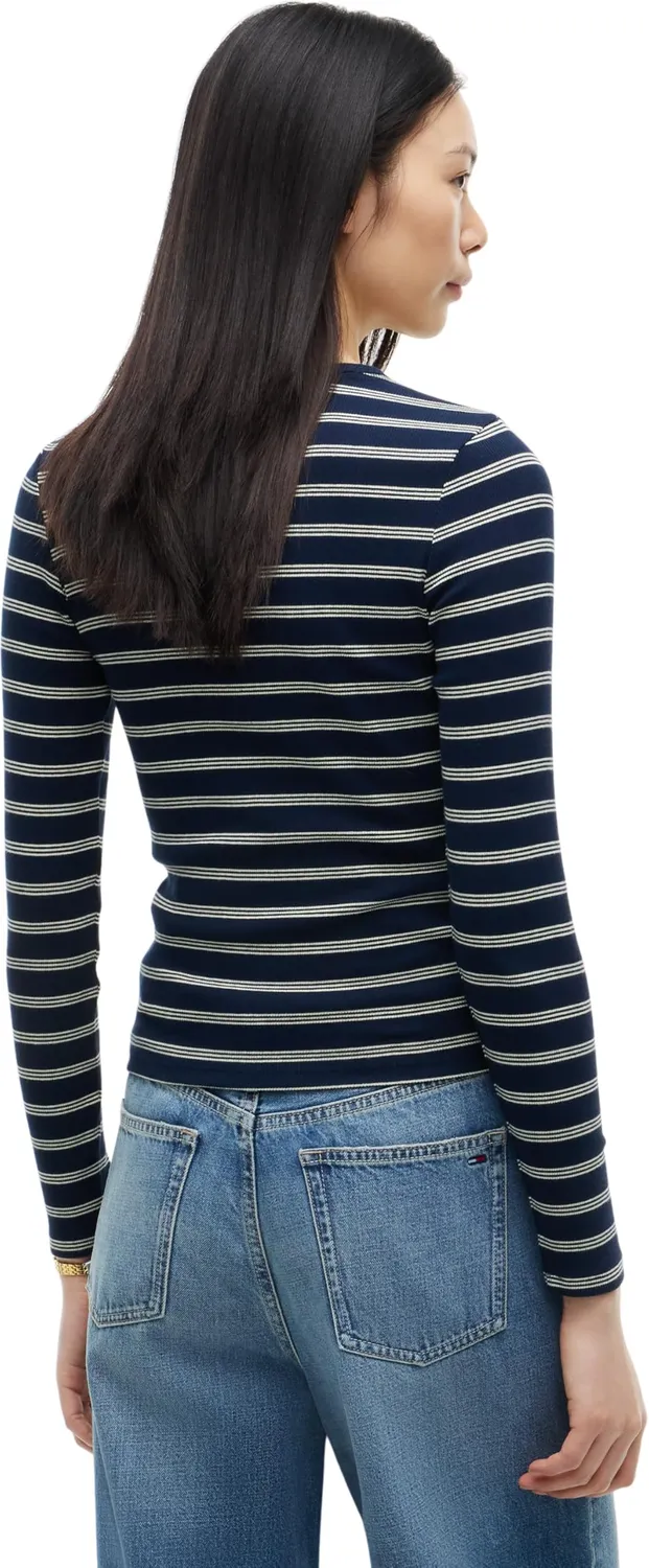Tommy Jeans Slim Essential Rib Longsleeve L gestreift