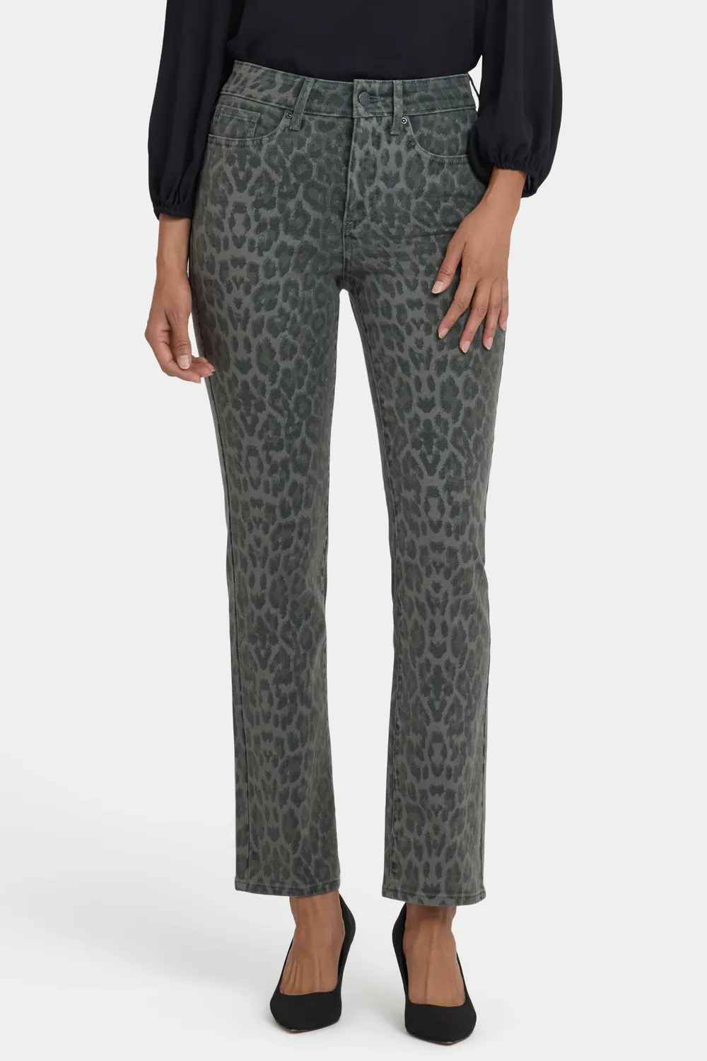 NYDJ Marilyn Straight Jeans Vine Leaf Leopard