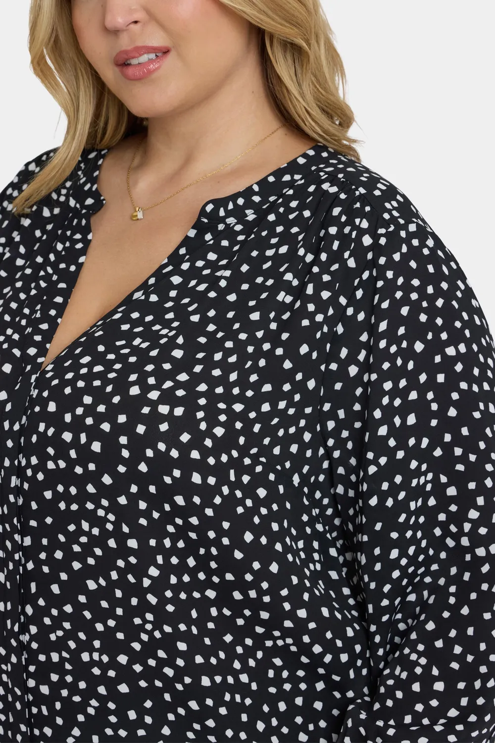 NYDJ Pintuck Bluse Plus Francoise Dots 3/4-Arm Punkte