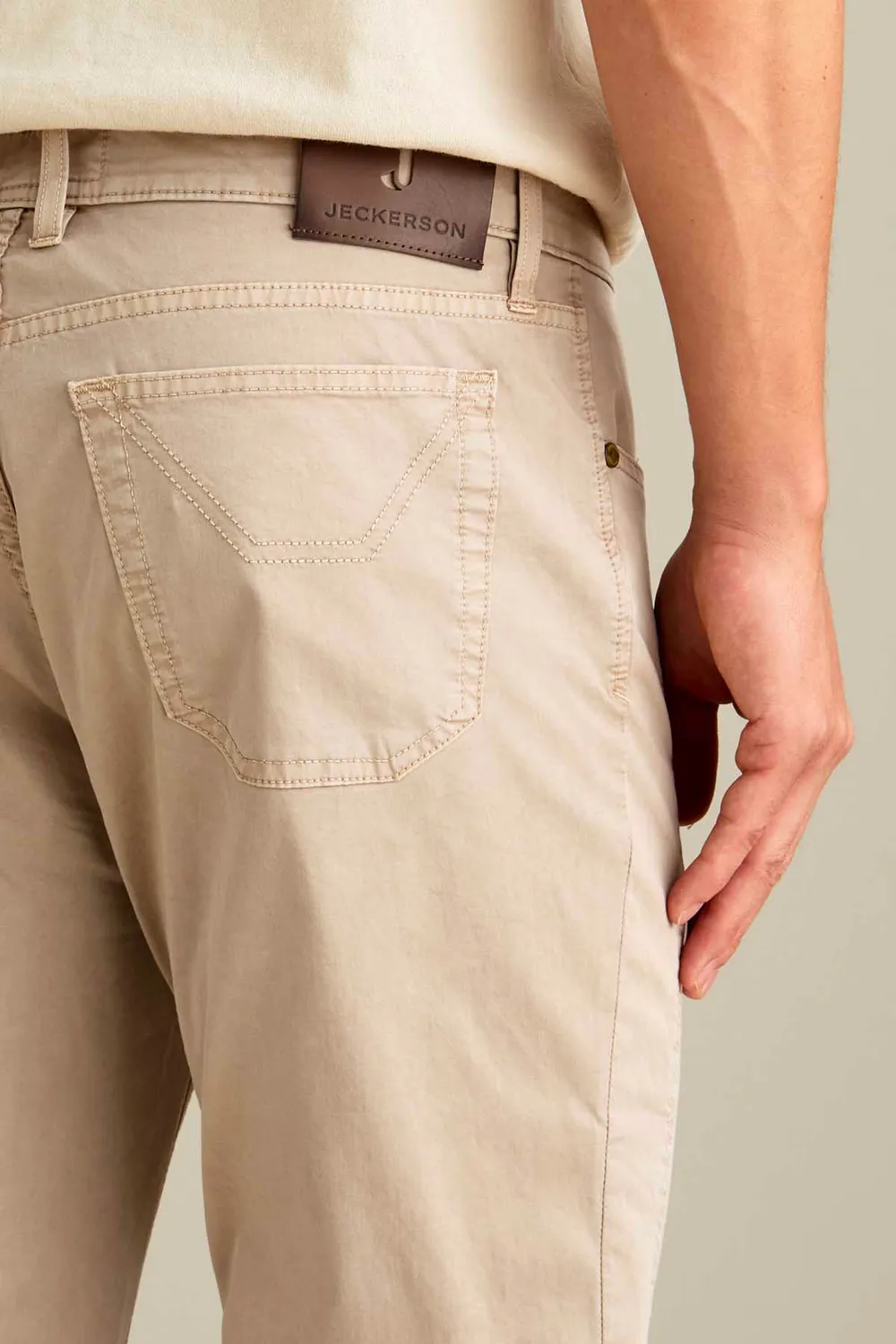 Jeckerson John Slim Fit Hose beige Satin-Optik