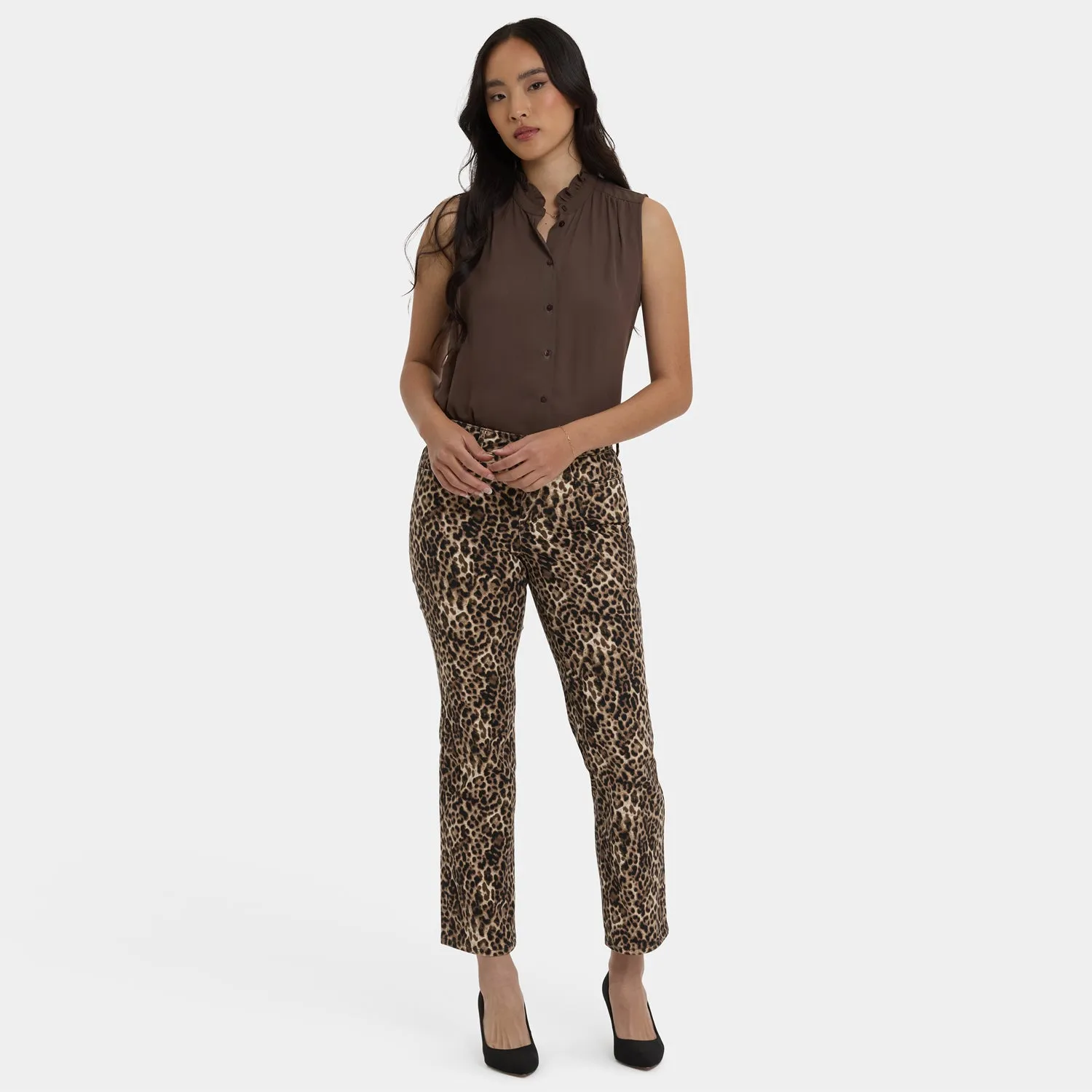 NYDJ Marilyn Straight Ankle Jeans Savanna Leo-Print