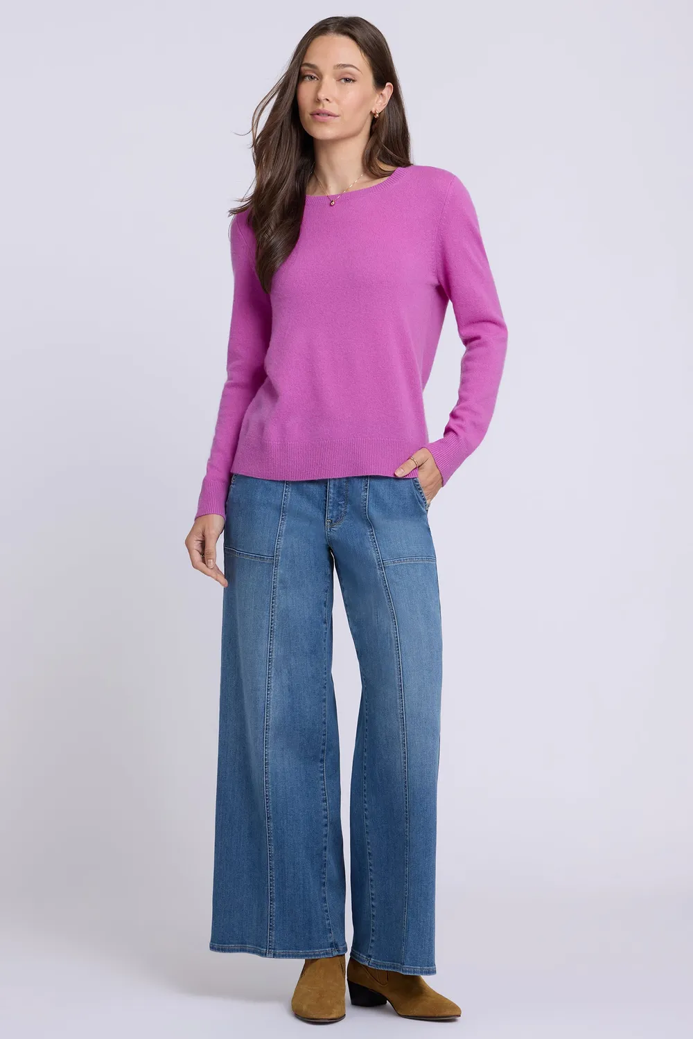 NYDJ Cashmere Essential Crewneck Pullover Dewberry Kaschmir